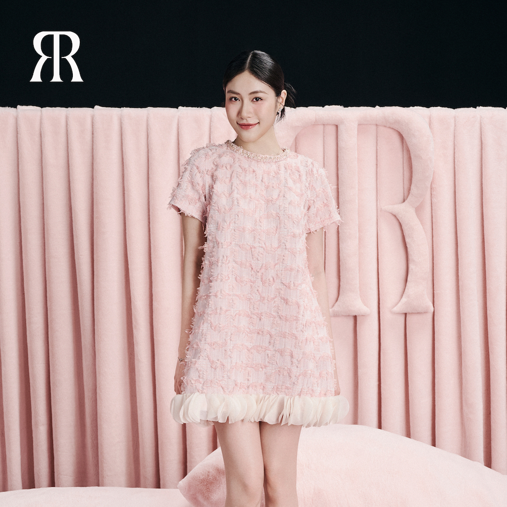 Ảnh RẬP MOMMY & BABY - Đầm Hồng Cổ Tròn Kết Dây Tweed Tay Ngắn - PARIS 04 4