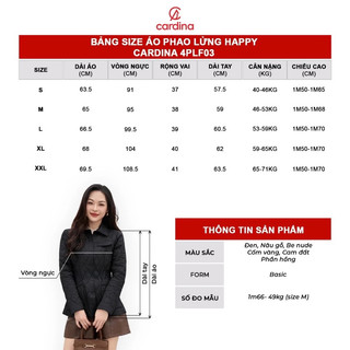 5PLF02, 4PLF03 Áo phao nữ CARDINA trần bông cao cấp siêu nhẹ thiết kế dáng lửng trẻ trung trendy 4PLF03, 5PLF02