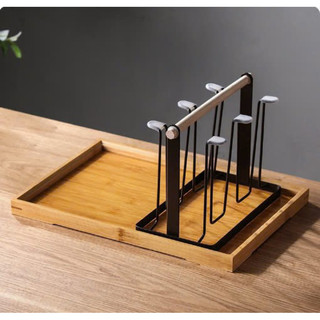 (SẴN) Giá úp cốc kèm khay gỗ tre, giá úp ly kèm khay gỗ tiện lợi - Khay bình cốc sang trọng