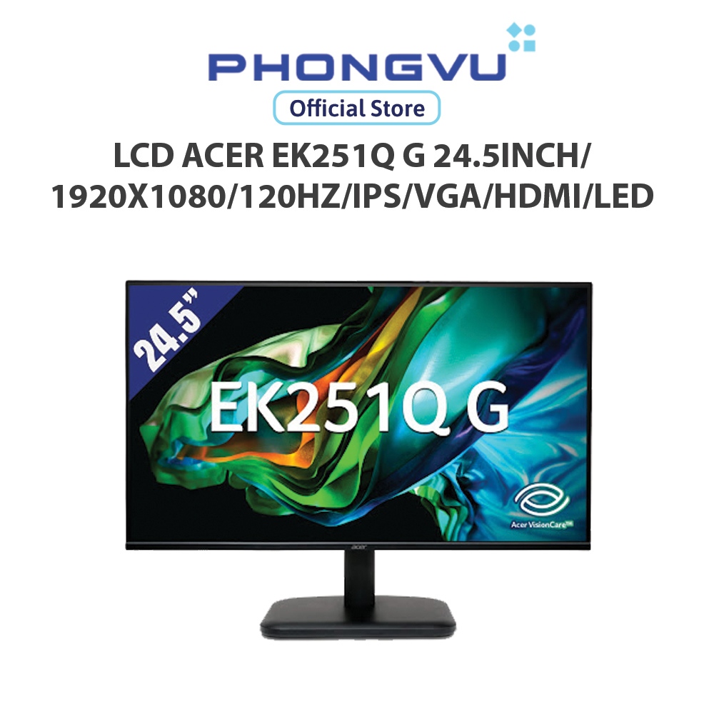 Màn Hình/ LCD ACER EK251Q G 24.5INCH/1920X1080@120Hz/IPS/VGA/HDMI