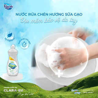 Combo 2 Chai Nước Rửa Chén Clara Chính Hãng Hương Sữa Gạo 750g NRCSG01 - Nước Rửa Bát Thơm Dịu, Đánh Bay Dầu Mỡ