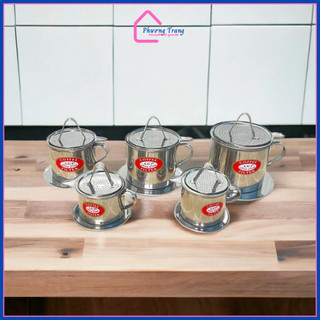 Phin cà phê inox nhiều size lưới gài Long Cam hàng loại I vỏ xanh cho các quán cafe, gia đình - Phương Trang