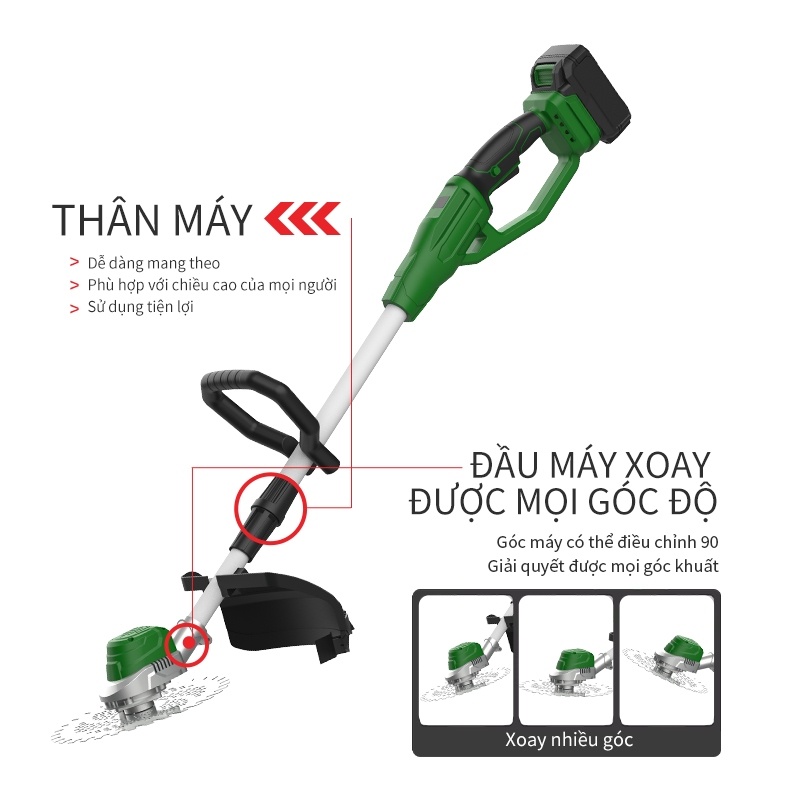 Máy Cắt Cỏ 2 Pin cầm tay TANKMECH TK-5020 máy cắt công nghiệp dùng pin 21V KHÔNG CHỔI THAN cỡ lớn pin 15cell