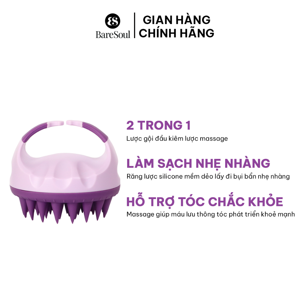 Ảnh Lược Gội Đầu Cao Cấp Silicone BareSoul Massage Đầu Giảm Stress, Ngừa Rụng Tóc 1