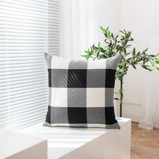 Vỏ gối ném YERZ, Vỏ gối bằng vải lanh Cotton ca rô, Trang trí nội thất Sọc vuông 45x45cm Vỏ đệm Sofa / Giường