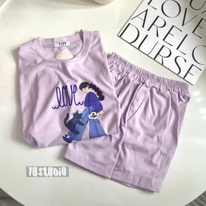 Bộ thun nữ YUSTUDIO 3158 cotton khô form rộng mẫu Mèo Love