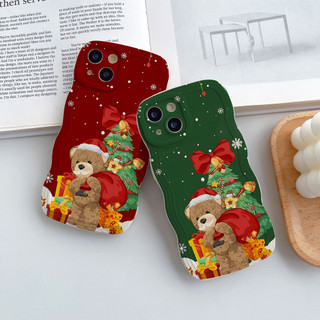 Ốp lưng iphone viền gợn sóng Gấu noel dành cho ip 6/7/8/plus/x/xr/xs/11/12/13/14/15/pro max - sm2014