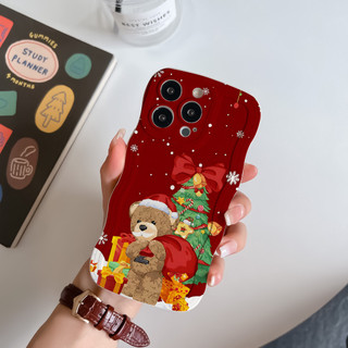 Ốp lưng iphone viền gợn sóng Gấu noel dành cho ip 6/7/8/plus/x/xr/xs/11/12/13/14/15/pro max - sm2014