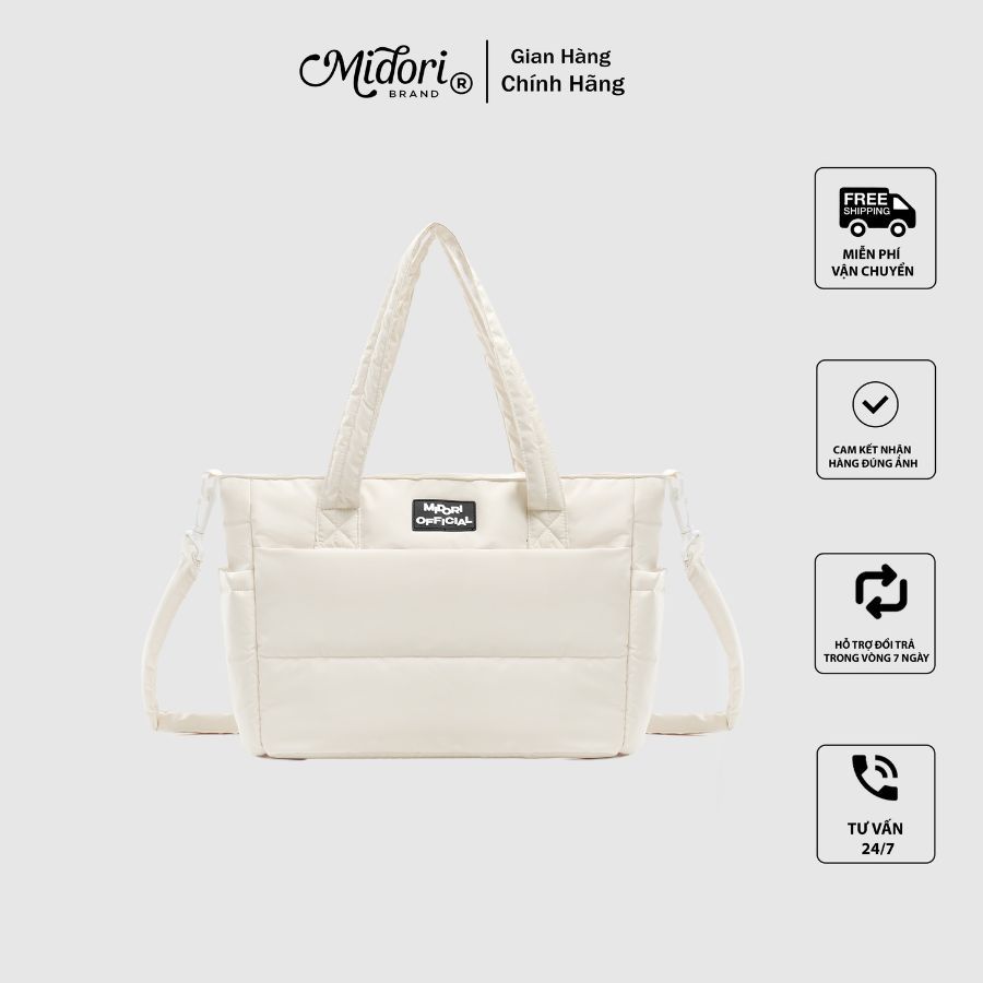 Túi Xách SMART Tote Thời Trang Nam Nữ Vải Phao taslan Đeo Vai Đựng Laptop Đi Học Làm | MI MIDORI