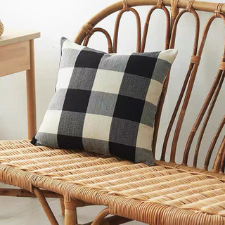 Vỏ gối ném YERZ, Vỏ gối bằng vải lanh Cotton ca rô, Trang trí nội thất Sọc vuông 45x45cm Vỏ đệm Sofa / Giường