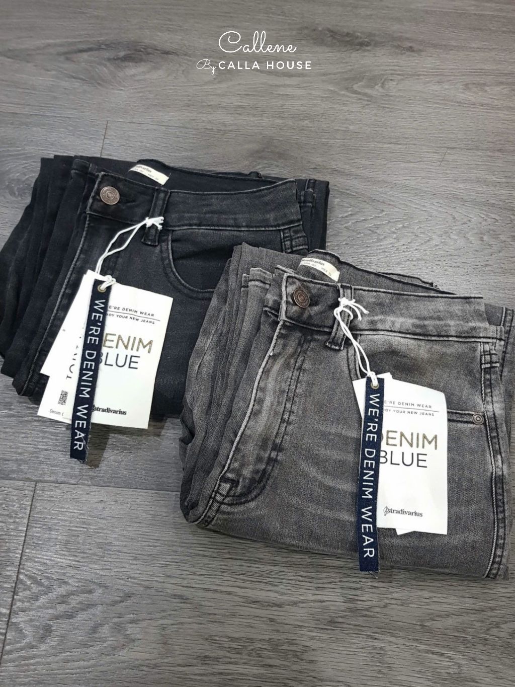 Ảnh Quần jean xám ống suông ống đứng chất jean 4 chiều dài 100cm Callene (XK792) 1