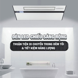 Đèn Sưởi Nhà Tắm AGREENO [BH-3 Năm] Máy Sưởi Nhà Tắm Âm Trần - Thắp Sáng, Sưởi Ấm, Quạt Mát, Hút Ẩm, Thông Gió