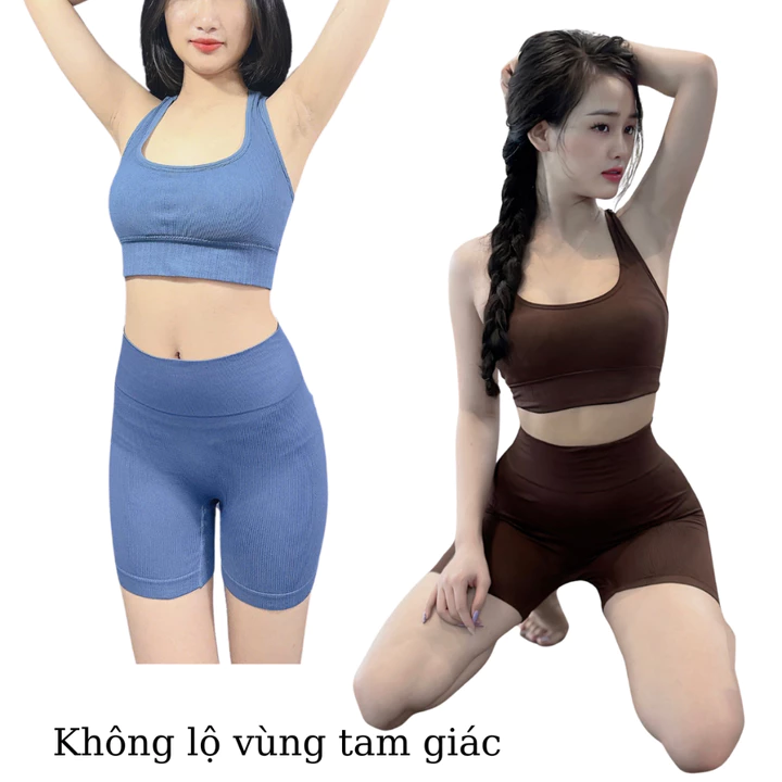 Set Đồ Tập Gym Nữ Ngắn FITCAN Set Đồ Tập Yoga Croptop Basic Có Đệm Mút Chất Thun Gân Co Giãn S16