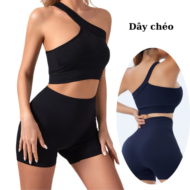 Set Đồ Tập Gym Nữ Ngắn FITCAN Set Đồ Tập Yoga Croptop Basic Có Đệm Mút Chất Thun Gân Co Giãn S16