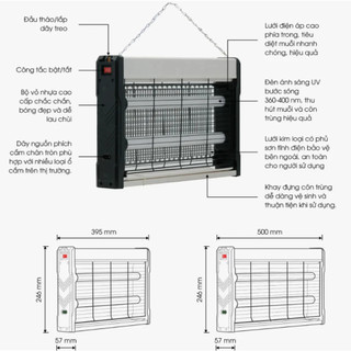 Đèn Bắt Muỗi Rạng Đông DBM01 & DBM02 - Đèn Diệt Côn Trùng Bằng Trường UV Cho Nhà Hàng, Bệnh Viện