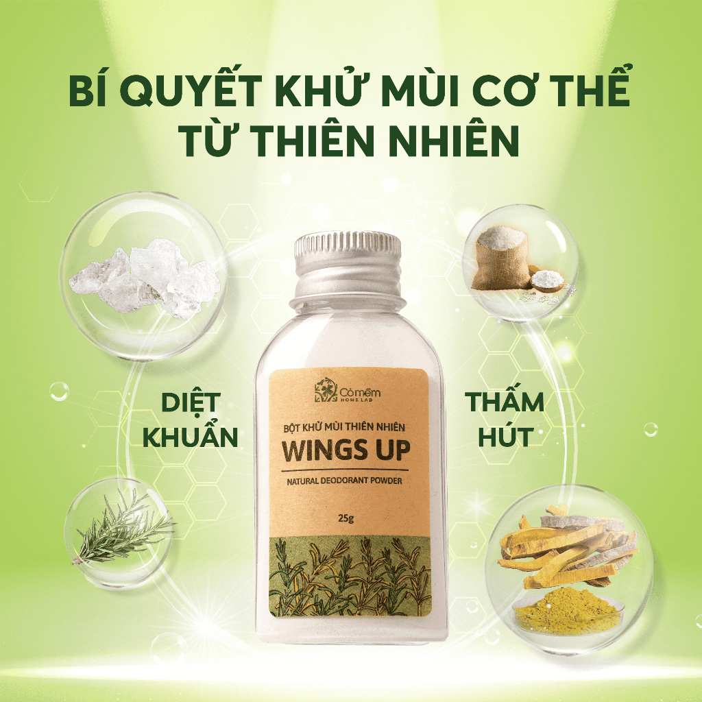 Ảnh Combo 2 LỌ - Bột Khử Mùi Wings Up - Khử Mùi Hôi Chân Hôi Nách Giảm Tiết Mồ Hôi Hôi Cỏ Mềm 25g 1