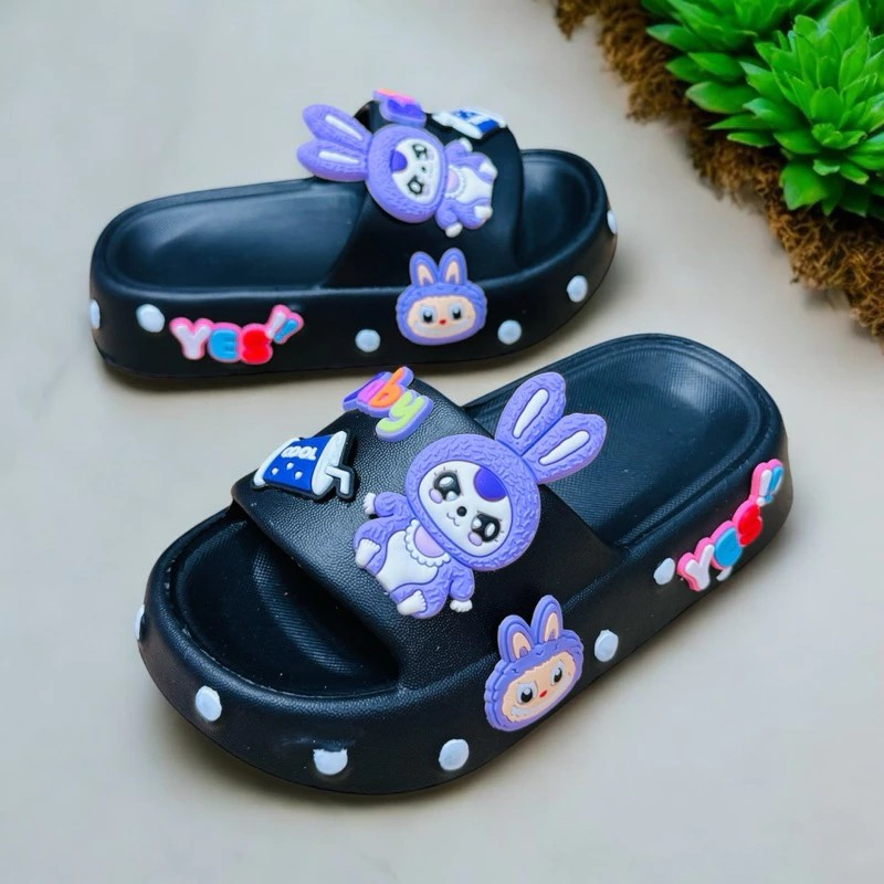 Dép bánh mì cho bé gái hình thỏ Babythree tai dài siêu dễ thương mềm êm chân