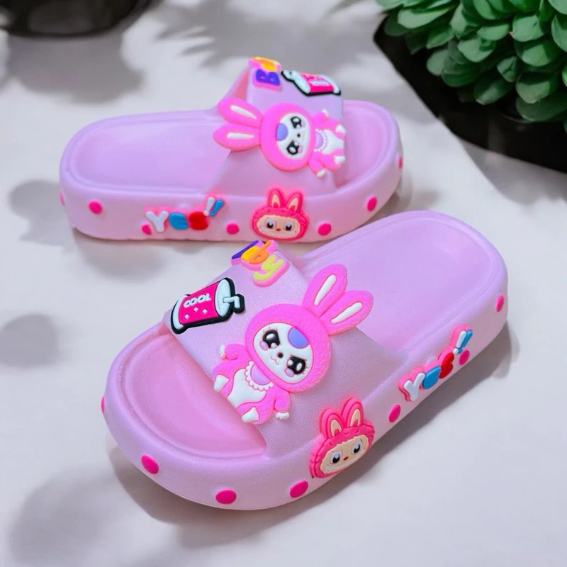 Dép bánh mì cho bé gái hình thỏ Babythree tai dài siêu dễ thương mềm êm chân