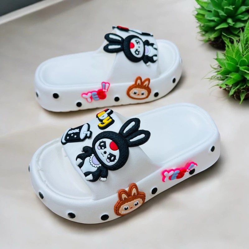 Dép bánh mì cho bé gái hình thỏ Babythree tai dài siêu dễ thương mềm êm chân