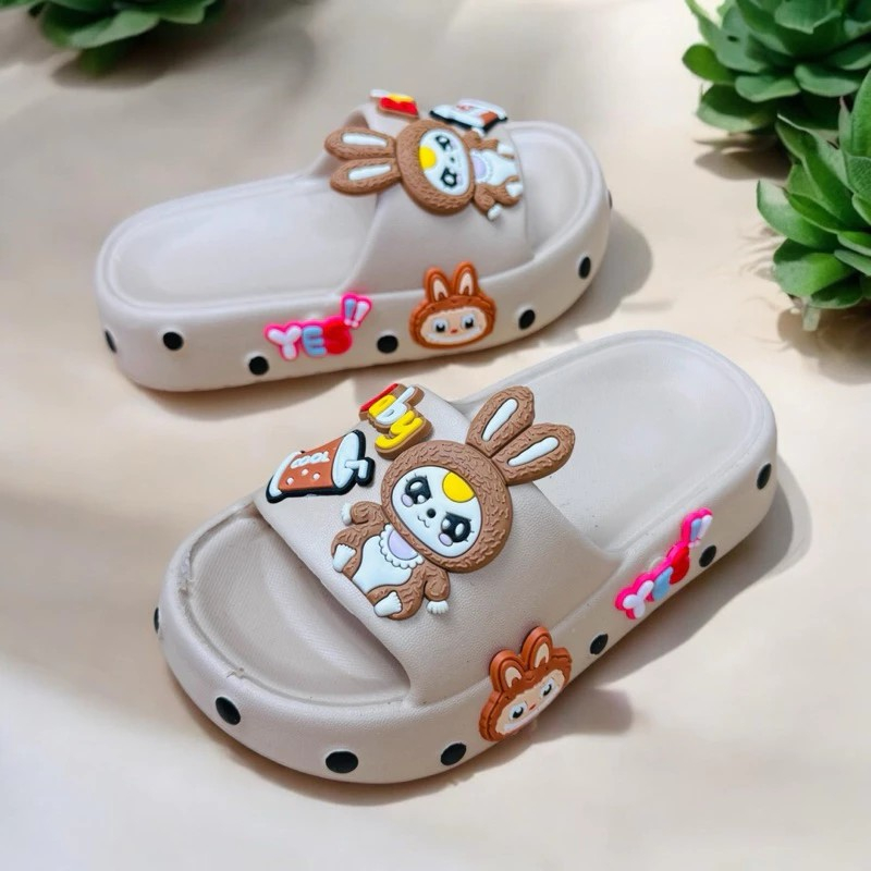 Dép bánh mì cho bé gái hình thỏ Babythree tai dài siêu dễ thương mềm êm chân