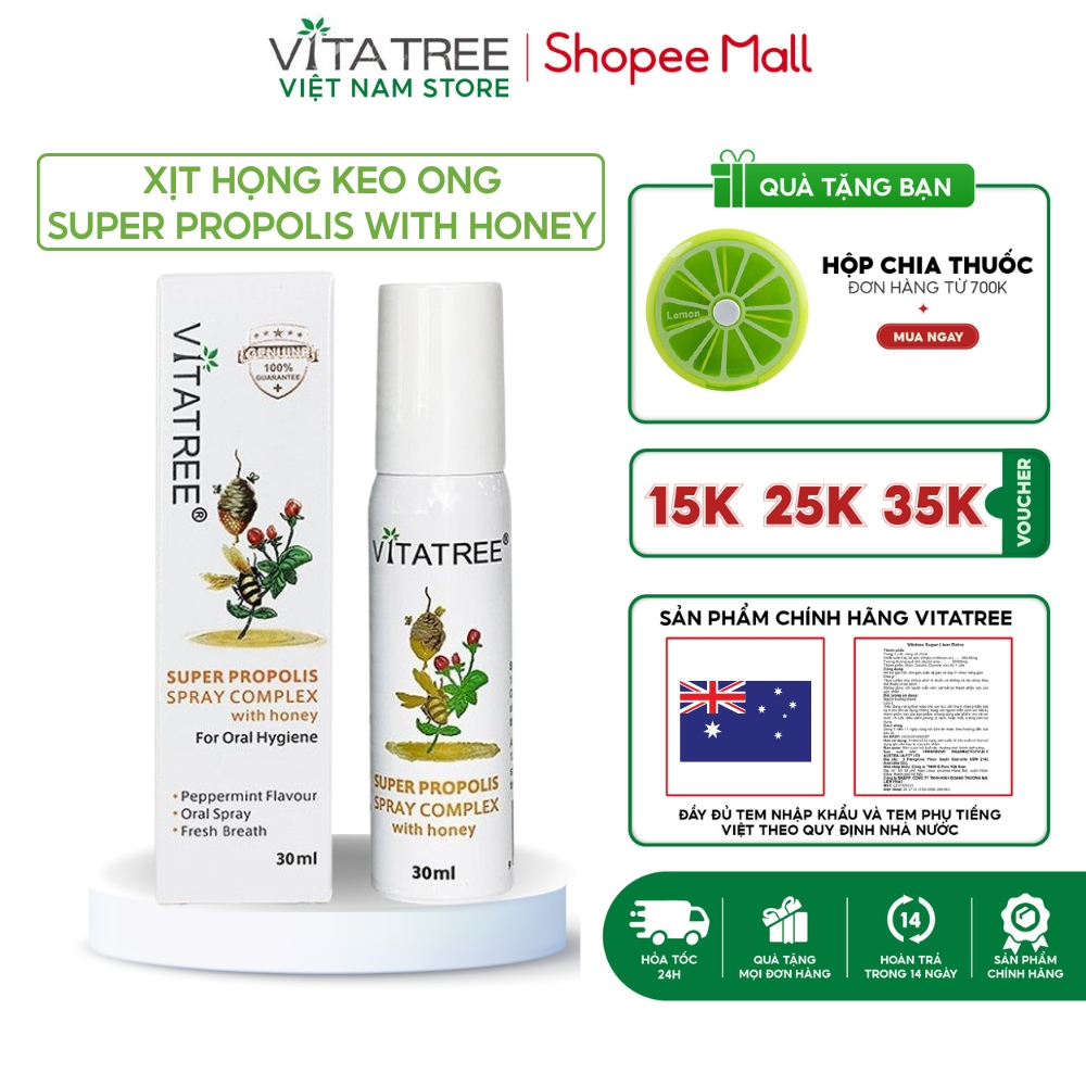 Thành phần Xịt họng keo ong Vitatree