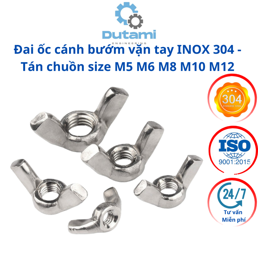 Tán chuồn vặn tay INOX 304 - Đai ốc cánh bướm các loại M4 M5 M6 M8 M10 ...