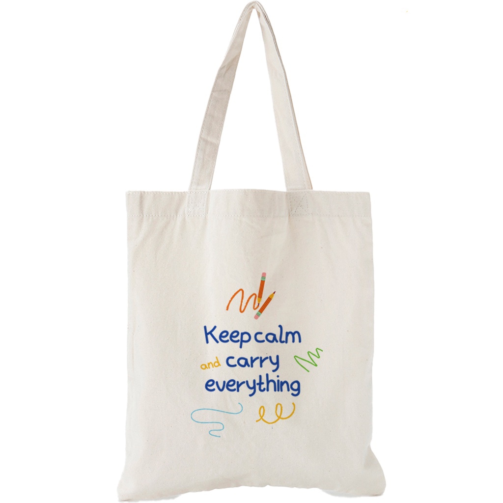 Túi vải Canvas đeo vai bộ sưu tập colorful dễ thương siêu xinh - túi tote màu trắng be nhiều hình kích thước tota031