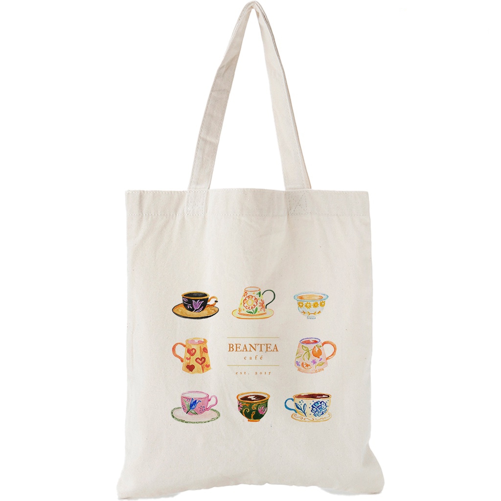 Túi vải Canvas đeo vai bộ sưu tập colorful dễ thương siêu xinh - túi tote màu trắng be nhiều hình kích thước tota031