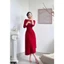 Đầm umi cổ thuyền tay lỡ vạt chéo 2 màu đen - đỏ A2470
