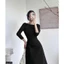 Đầm umi cổ thuyền tay lỡ vạt chéo 2 màu đen - đỏ A2470