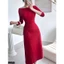 Đầm umi cổ thuyền tay lỡ vạt chéo 2 màu đen - đỏ A2470