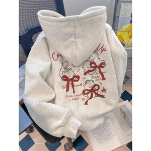 Áo hoodie chất nỉ tàu cao cấp - mèo đeo nơ