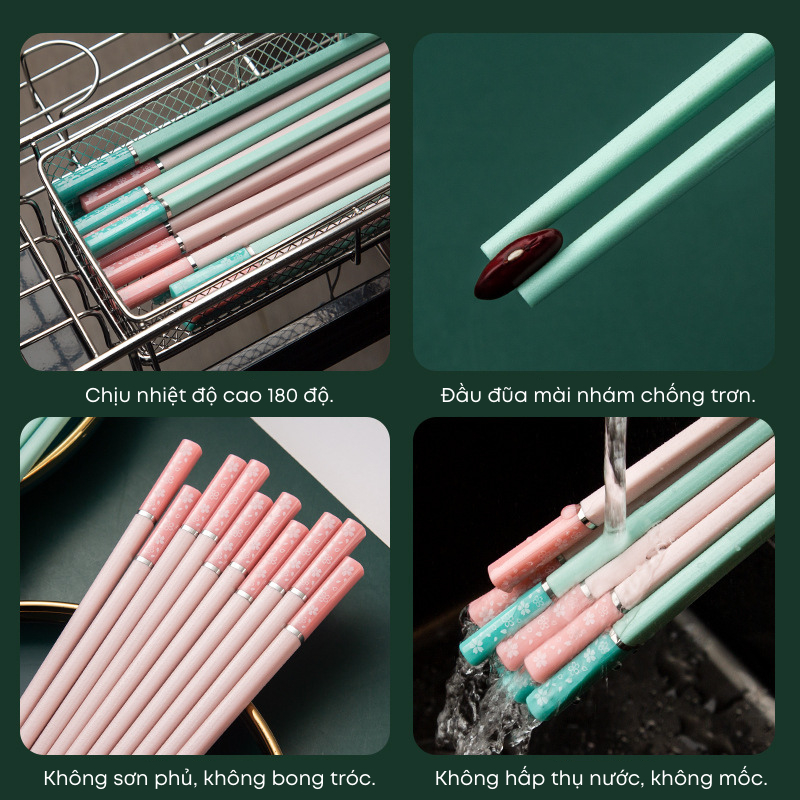 Bộ 5/10 Đôi Đũa Sợi Thủy Tinh Hoa Anh Đào KOOBEE – Kháng Khuẩn, Chịu Nhiệt, Phong Cách Nhật Bản Cao Cấp (BA13)