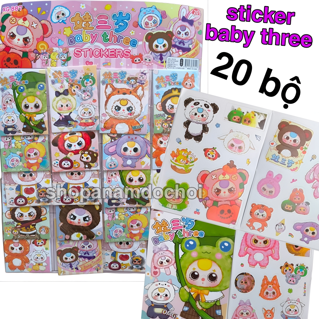 Vỉ 20 bộ sticker baby three , nhãn dán baby three mới nhất | Shopee ...