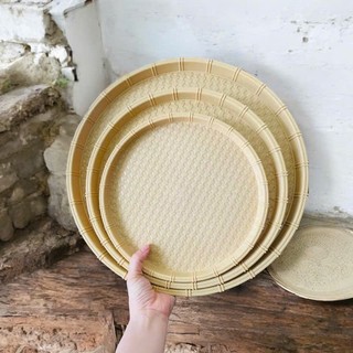 Mẹt nhựa tròn giả mây tre đan Khôi Nguyên, Đĩa mẹt tròn đựng bún đậu,đồ ăn vặt,mẹt gà