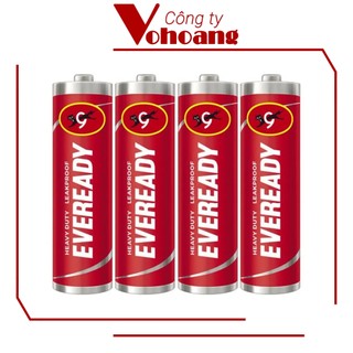 Bộ 4 pin AA Eveready Heavy Duty (Đỏ) - Pin tiểu 1.5V carbon không sạc