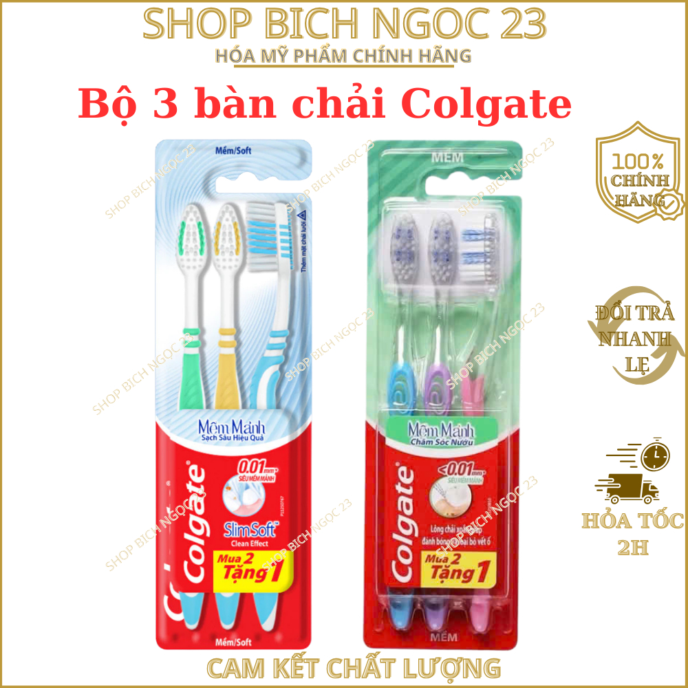 Bộ 3 bàn chải Colgate SlimSoft Deep Clean sạch sâu hiệu quả