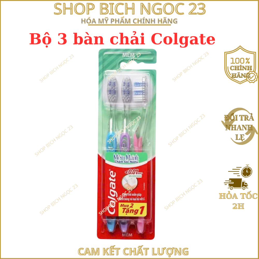 Bộ 3 bàn chải Colgate SlimSoft Deep Clean sạch sâu hiệu quả