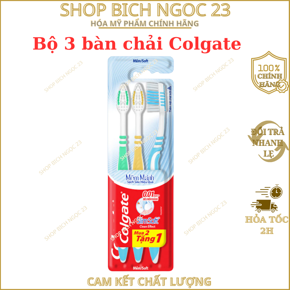 Bộ 3 bàn chải Colgate SlimSoft Deep Clean sạch sâu hiệu quả