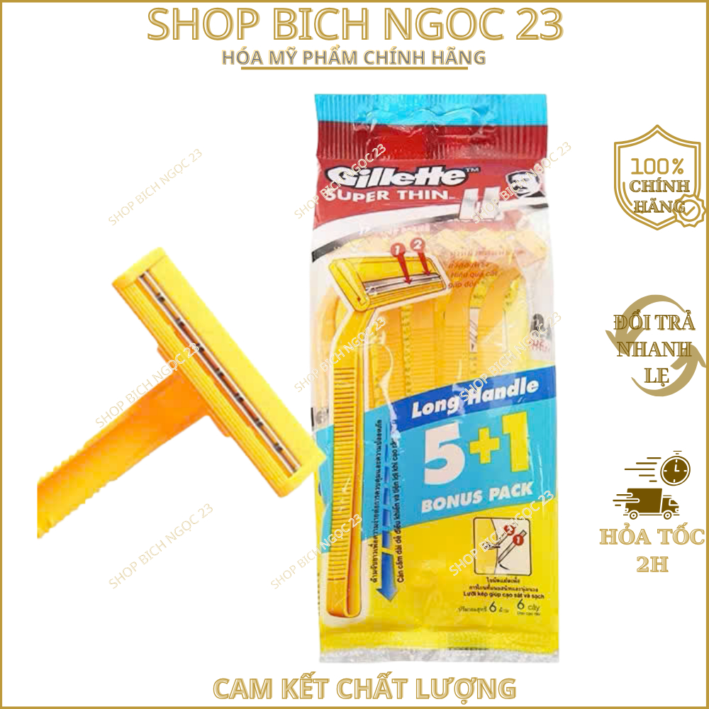 Dao Cạo Gillette Super Thin II, Dao cạo râu Gillette cán vàng túi 5+1 cái