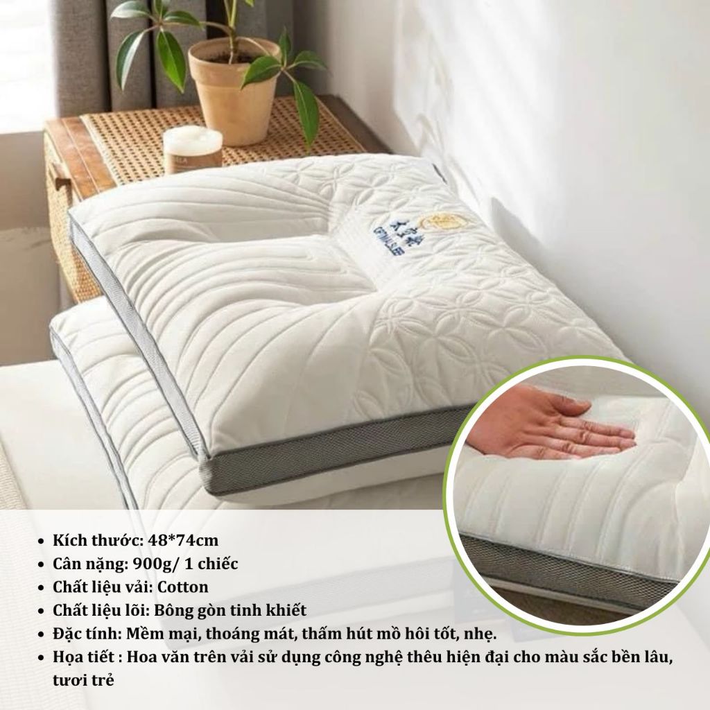 Gối Công Thái Học Kim Cương Kích Thước 48*74cm An Như Bedding
