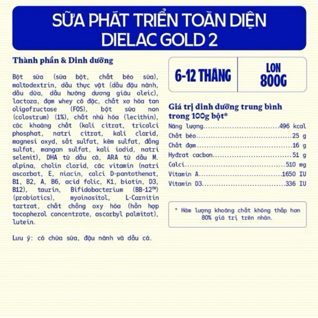 Sữa Bột Vinamilk Dielac Alpha Gold Số 1 Lon 800g