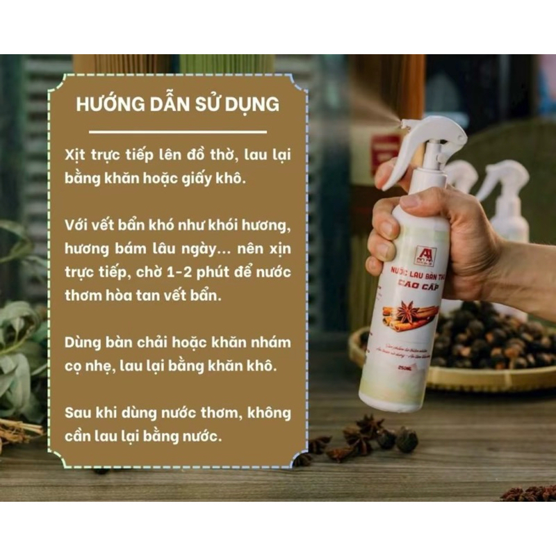 Chai xịt lau ban thờ hương Quế 250ml
