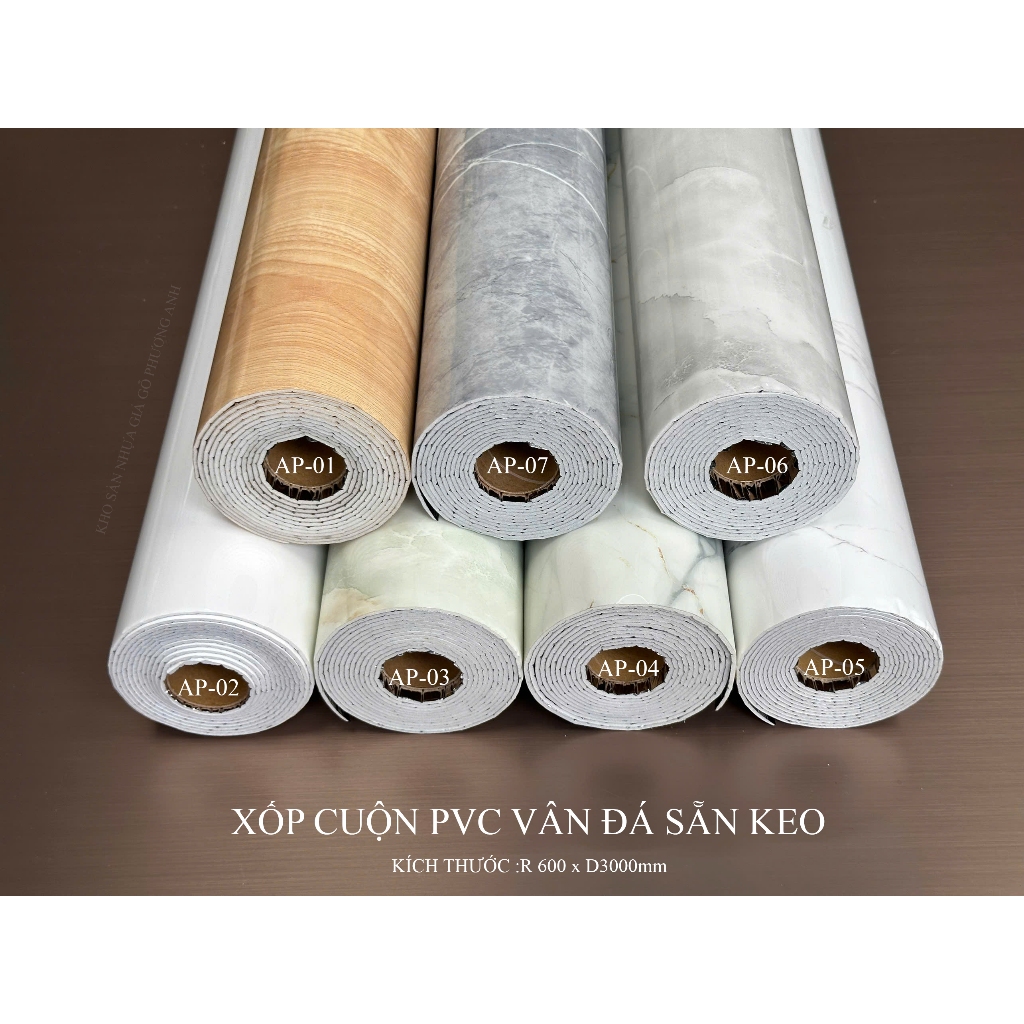 Xốp cuộn PVC vân đá hoa cương ( 600x3000mm) sẵn keo bóc dán trang trí ...