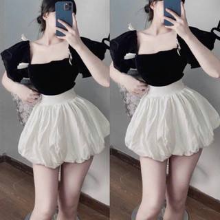 Chân váy bí phồng thùng thình rộng siêu xinh hai màu đen trắng VANISA CV044
