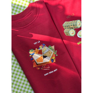 { DARK RED VERSION } Áo thun tết Gia Đình Tết Là màu đỏ form rộng tay lỡ Oversize nam nữ chất Cotton mềm mịn