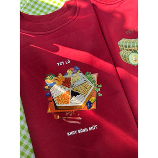 { DARK RED VERSION } Áo thun tết Gia Đình Tết Là màu đỏ form rộng tay lỡ Oversize nam nữ chất Cotton mềm mịn