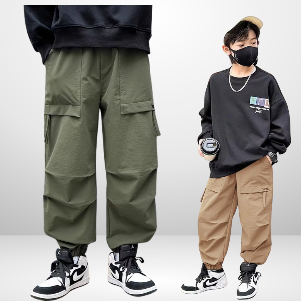 Quần Dù Ống Bo Túi Hộp Trẻ Em Phong Cách Hip Hop Cho Bé Trai Bé Gái | JJ Kids Fashion