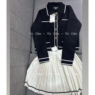 SET TWEED LEN XÙ CARDIGAN LILY ROSE JACKET TI NGOAN - ĐEN VIỀN ĐEN