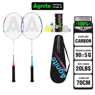 [TẶNG CẦU+QUẤN] Bộ 2 vợt cầu lông cao cấp Agnite, chất liệu hợp kim nhôm carbon siêu bền nhẹ tặng cầu, túi
